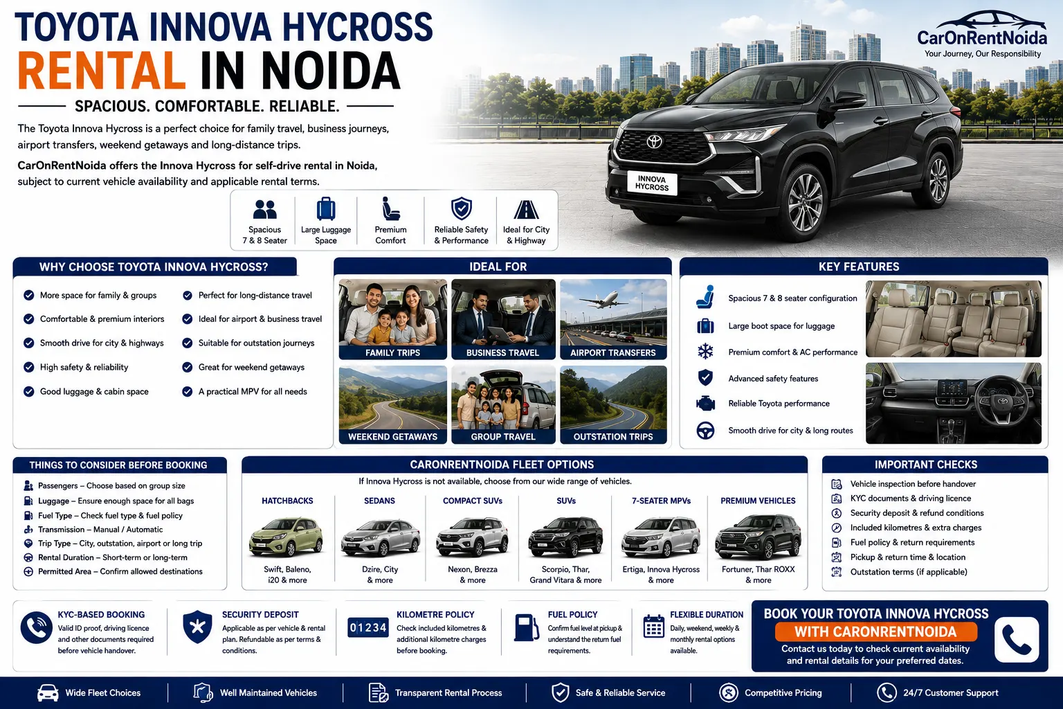 Toyota Innova Hycross Rental in Delhi NCR
